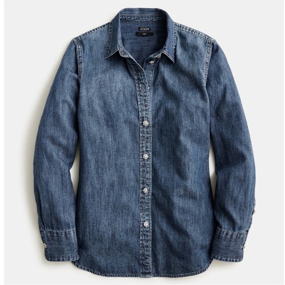 J. Crew Slim-Fit Chambray Shirt Jewel Buttons BW194 - Picture 2 of 9